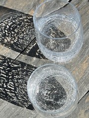 ANGLED Rim CRACKLE by Pier One Imports Tall Flat TUMBLER Glass