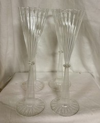 Set of 4 Champagne Flutes/Glasses, Romania, Ribbed Design, Gorgeous!!