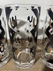 5 Fred Press Highball Glasses Tumblers MCM Black Gold Diamond Geometric