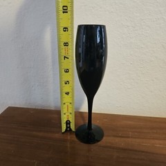 Libbey Black Amethyst Glass Champagne Flute Vintage approx 9 1/4″ Tall