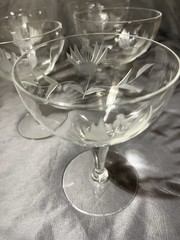 5 Fostoria ‘spray’ Cut Crystal Cocktail /Liquor Glasses