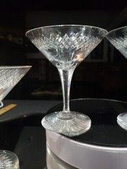 (4) Champagne Glasses American Brilliant Period Cut Glass Strawberry diamond