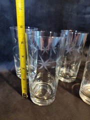 VINTAGE High Ball Tumbler Etched Crystal, Set Of Seven