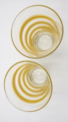 Vintage Libbey MCM Tumbler Glass with Yellow Stripes Retro 5.5″ tall Set of 2