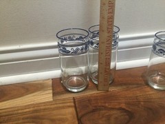 MCM Vintage Corning Corningware Old Town Blue 2 Tumblers 5.75» + 1 juice 5»