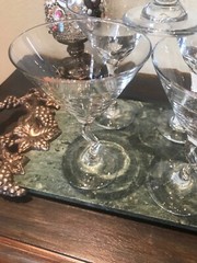 Martini Glasses Retro Bar MCM Wavy Stem Modern Clear Cocktail 5 Pc