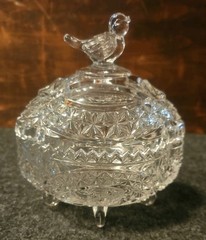 Vintage Hofbauer Germany Cut Lead Crystal «Byrde» Pattern Covered Candy Box