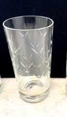 4 VTG Unmarked Cut Crystal Highball Whisky Tumbler Modern Rabbits or Flying Fish