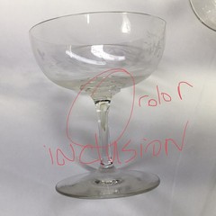 Vintage 1920s Gray Cut Birds Nests & Eggs Hand Blown Champagne Glasses, Lot Of 3