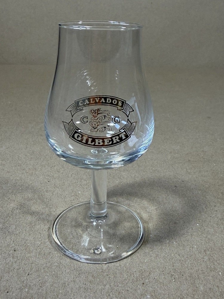 Vintage Gilbert Calvados Glass Gold Logo 2cl