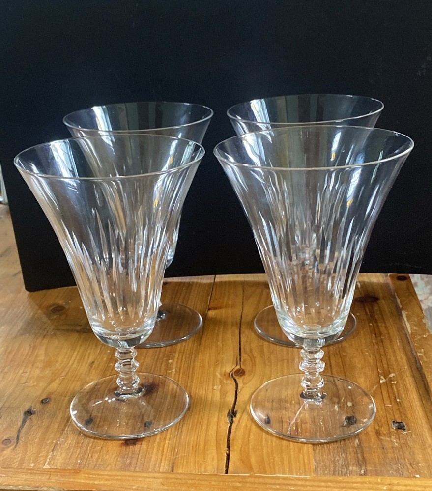 Bryce 798-1 Ice Tea Glass 6.5in Cut #1 on Stem #798 MCM Pittsburgh SET Of 4