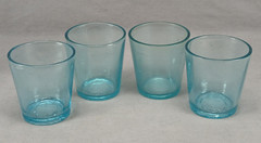 Set of 4 19th Century Mid Atlantic or New Jersey Aqua Press Molded Tumblers C