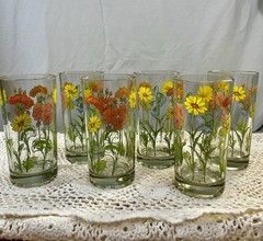 Vintage Corelle Spring Meadow Drinking Glasses Set of 6 Floral 10 oz Tumblers⁠