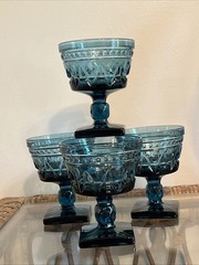 Set of 4 Vtg Colony Park Lane Blue 5 Oz. Champagne / Sherbet Glasses 4 1/4” H