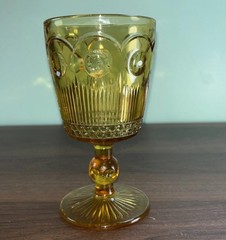 Bartlett Collins Bullseye Stemmed Water Goblet Amber Vintage 1960s Replacement