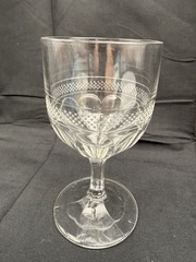 Antique EAPG Dewdrop Band Goblet Clear Pressed Glass c1880 Victorian