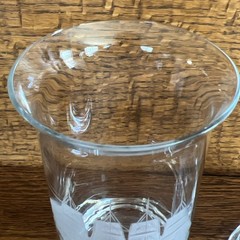 2 TOSCANY Tumblers Etched CLIPPER SHIP CRYSTAL Clear Glass Cocktail Highball Set