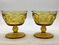 Bartlett Collins St Genevieve Amber Champagne Sherbet Glass 7 oz, 3.75”, Set 2.