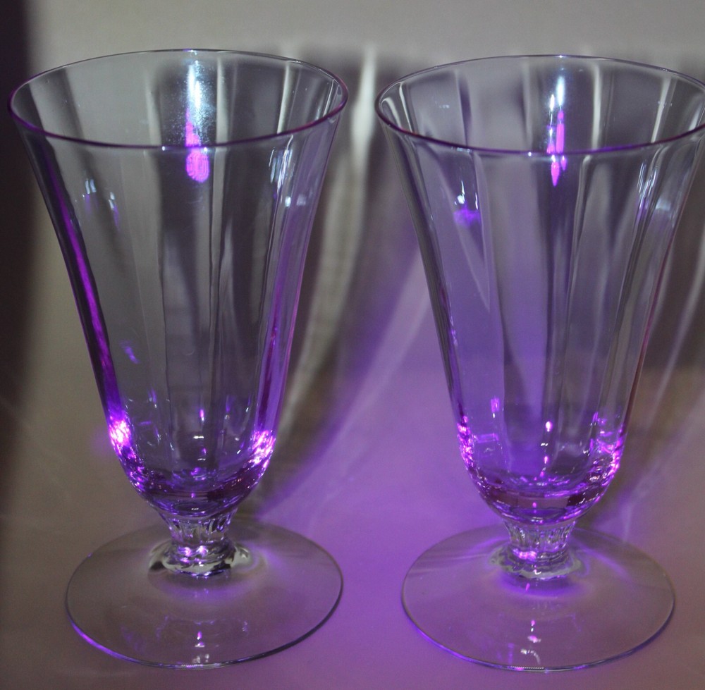 Fostoria Wisteria Lavender Tea/Water Glass (Set of 2 Neodymium Glass 5 1/2″ Tall