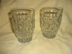 2 Clear Windsor Diamond 4.5″ Tall Iced Tea, Water Tumblers Jeanette Glass Co.
