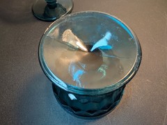 Vintage MCM Whitehall Riviera Blue Champagne/Tall Sherbet Pressed Glass (2)