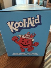 Kool-Aid 64oz Clear Glass Pitcher w 2 16oz Pint Glasses Set New 2021 Open Box