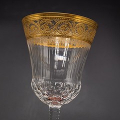 Saint St. Louis France Crystal Thistle Burgundy Wine Glasses 6 3/8″– Pair OLDER
