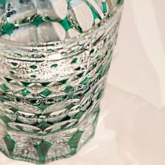 Hand Cut Kiriko Whiksy Crystal Glass Tumbler Free Shipping Green Color 280ml