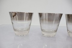 Vitreon Queens Lusterware Silver Fade Ombre Rocks Glasses Set of 3 Vintage MCM