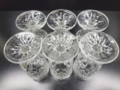 6 Anchor Hocking Wexford Claret Wine Glasses Set Vintage Clear Cut Etch Bar Lot