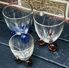 Bubble Ball Base Glasses – Set of 3 – Cocktail and Apertif Vintage Barware MCM