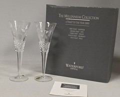 Waterford Crystal ‘PEACE’ Toasting Flutes Set of 2 Millennium Collection W/Box