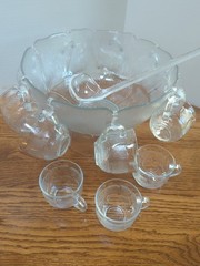 Arcoroc Fleur-Vintage PUNCH BOWL-Flower Petals-Large Glass Punch Bowl-12Cup box