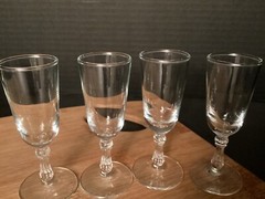 4MCM Libbey Clear Glass Columbian 3 7/8th Cordial Stem 1 oz Multi-Sided Stem EUC