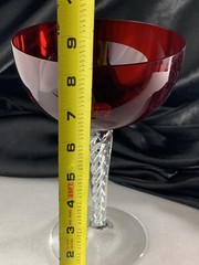Crystal Air Twist Stemware Red Large Martini Glass Goblet Accent Home Decor