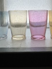Mid Century Iridescent Pastel Colored Glass Tumblers Small 4 fl.oz Drinking Cups