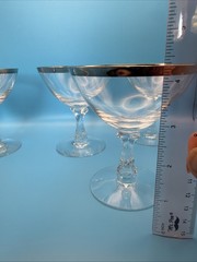 Fostoria Wedding Ring Set of 5 Sherbet Champagne Glasses 4.25″ tall Vintage