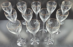 (12) Lenox Encore Gold Wine Glasses Set Elegant Crystal Clear Swirl Stemware Lot