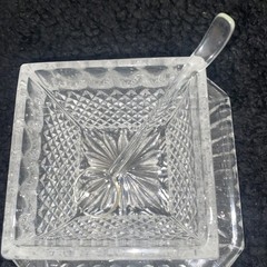 #853 Wara Lead Crystal Condiment Jar w/Spoon And Dish Made In West Germany