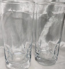 🥛Set 2 Pinch Dent Thumbprint Tumbler Heavy Thick Bottom Clear Glasses Barware