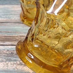 2 Anchor Hocking Amber Yellow Gold Georgian Juice Glasses Honeycomb 8 Oz