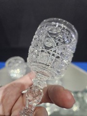 Rare Wine Glasses, American Brilliant Period Cut Glass Crystal «Cane-on-Cane»