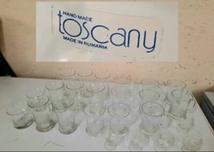 Set of 24 Toscany Handcut Poland Etched Clipper Ship Whiskey Old Fashion Glasses