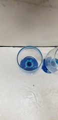 4 EPURE GLASS BLUE FADE WINE GOBLETS 8 1/4″