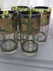Cera 22K «Golden Grapes» Drinking 5 Glasses/Tumblers/Highball 5.5″ tall