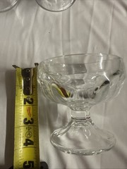 Set Of 4 Vintage Clear Pressed Glass Sorbet Sherbet Footed Pedestal Glasses