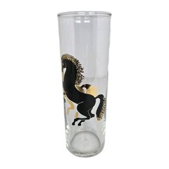 MCM Highball Bar Glass Horse Black Gold Stallion Tom Collins Zombie Drinking