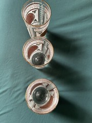 Hazel Atlas Frosted Aztec Gold Medallion Highball Glasses