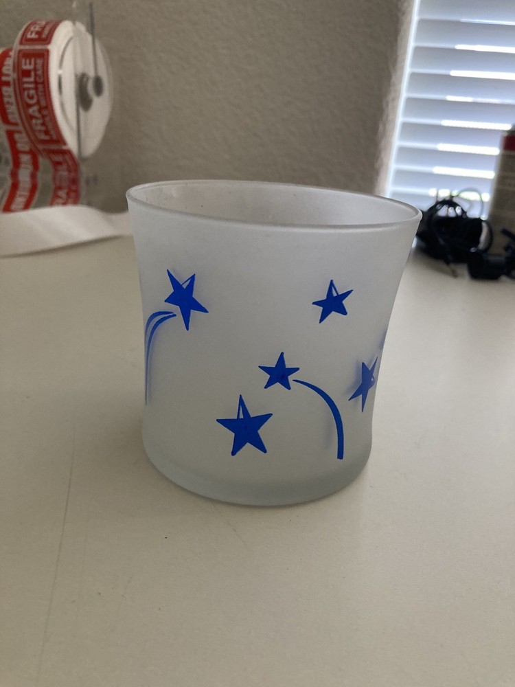 Vintage Graphiglass Tumbler Glass Frosted with Blue Shooting Stars
