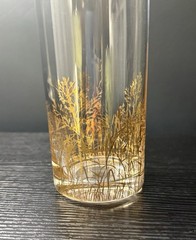 Gold Foil Wild Wheat Tumbler Glass ~ 14 oz ~ Single Glass